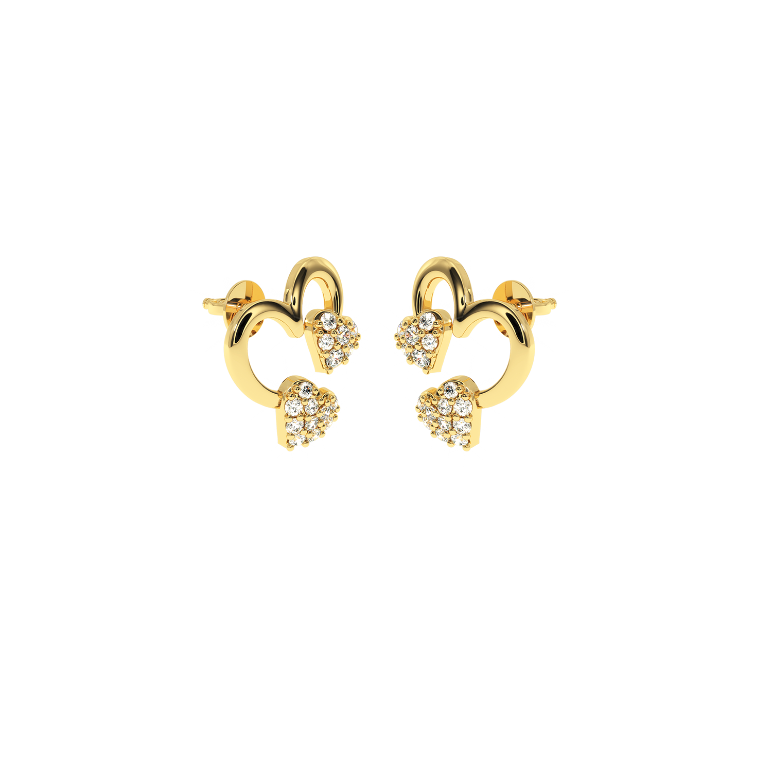 Solitairekart 0.20ct Lab Diamond Twin Heart Earrings